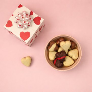 Chocolade hartjes cadeau doosje
