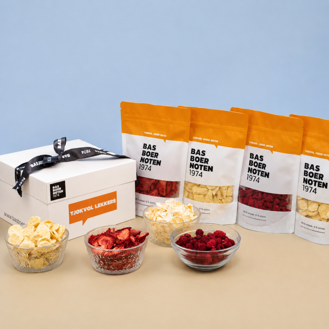 Gevriesdroogd fruit proefbox