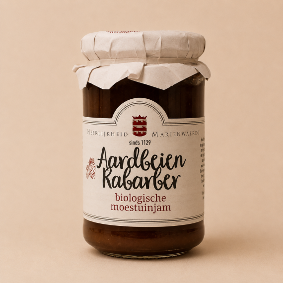 Aardbeien rabarber jam bio